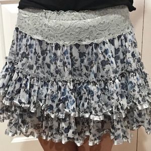 Blue and Gray Floral Skirt